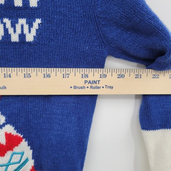 H&M Women Blue Sloth Take It Slow In The Snow Knit Oversize Sweater Size XS - Picture 9 of 10